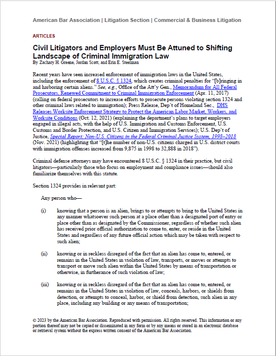 Thumbnail_ABA_ShiftingLandscapeOfCriminalImmigrationLaw-Greene-Scott-Steelman-1
